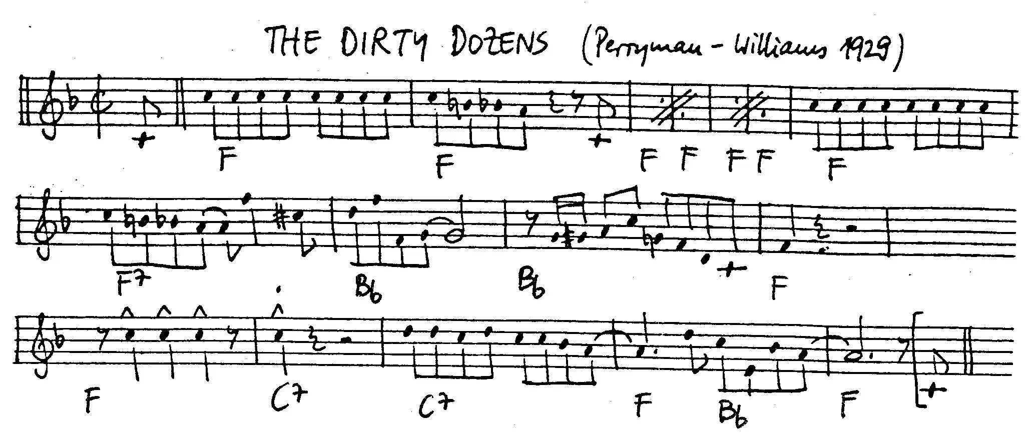 the dirty dozens free jazz leadsheet - Courtesy of the Jungle Jazz Band